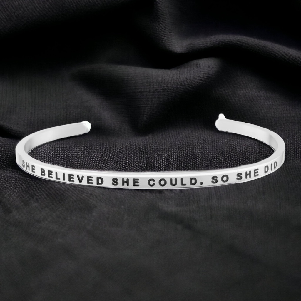 Mantraband Stainless Steel Inspirational Cuff Bracelet